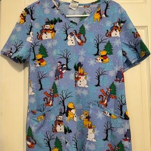 Disney Winnie the Pooh Winter Scrub Top